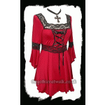 Red and Black Medieval Gothic Long Tunic Top Blouse